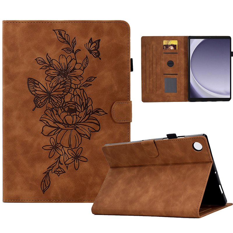 

Für Samsung Galaxy Tab A9+ Hülle PU Leder Tablet Cover Mit Kartenhalterständer - Braun, Galaxy Tab A9+