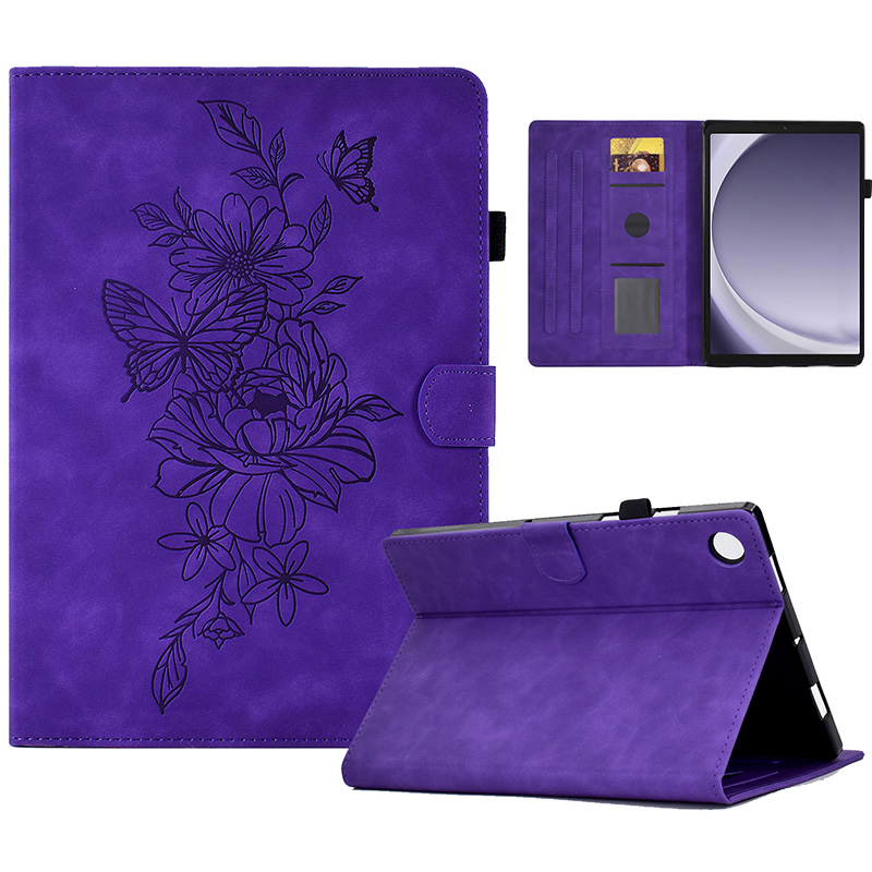 

Für Samsung Galaxy Tab A9+ Hülle PU Leder Tablet Cover Mit Kartenhalterständer - Lila, Galaxy Tab A9+