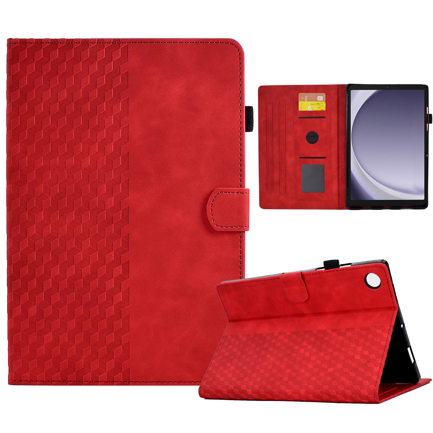 

Für Samsung Galaxy Tab A9+ Hülle Geprägte Quadratische Rhombus -tablet -lederabdeckung - Rot, Galaxy Tab A9+