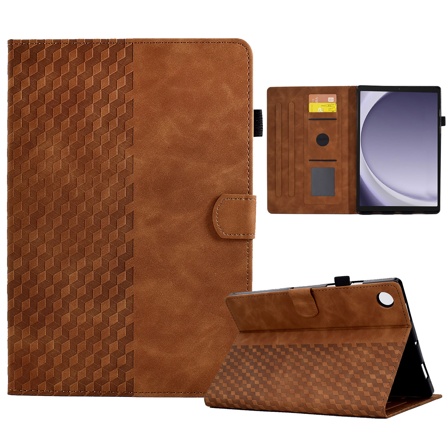 

Für Samsung Galaxy Tab A9 Hülle PU Leder -tablet -abdeckung Mit Kartenhalter - Braun, Galaxy Tab A9