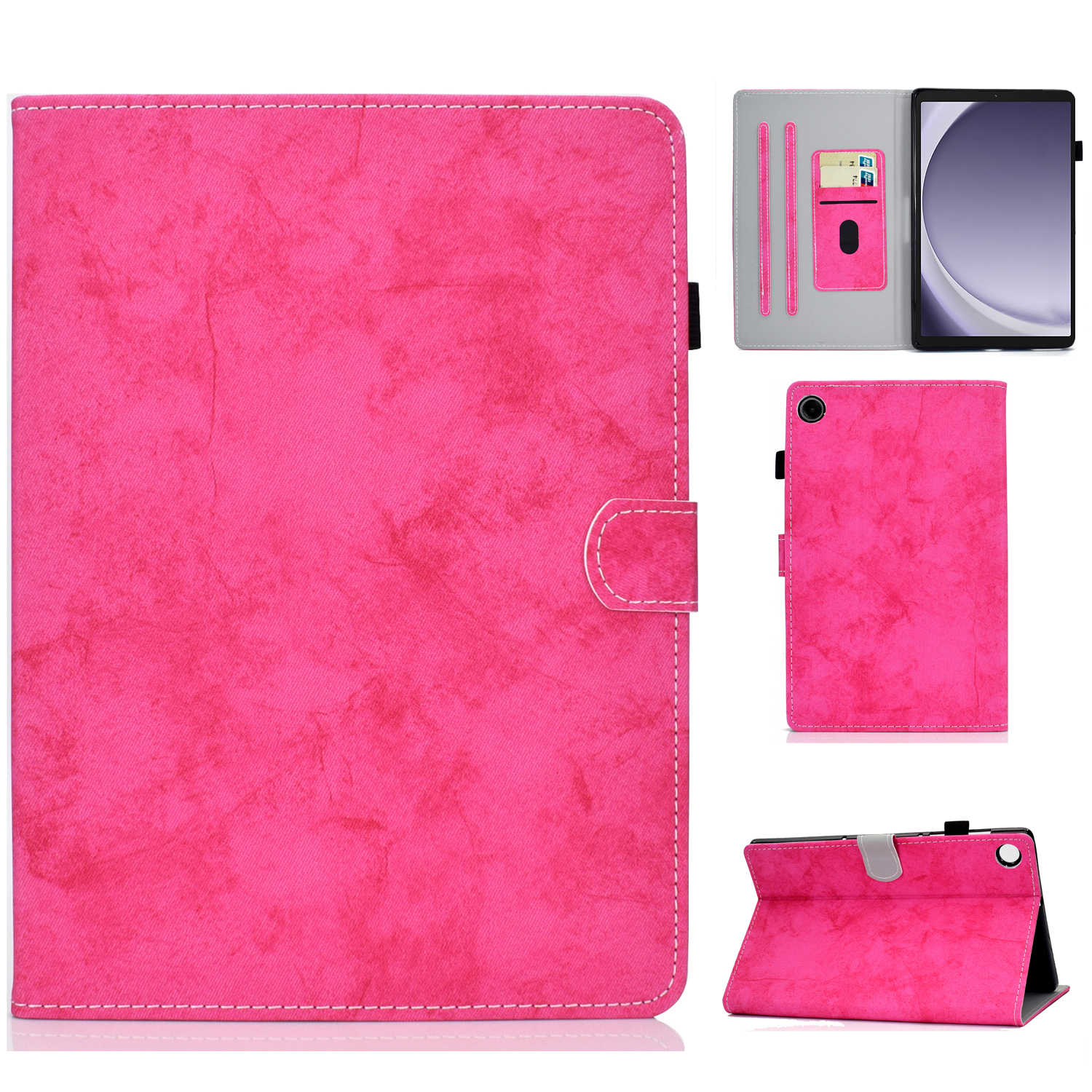 

Für Samsung Galaxy Tab A9 Leder -hülle Tuchtexturkartenhalter Tablet Tablet Cover - Rose, Galaxy Tab A9