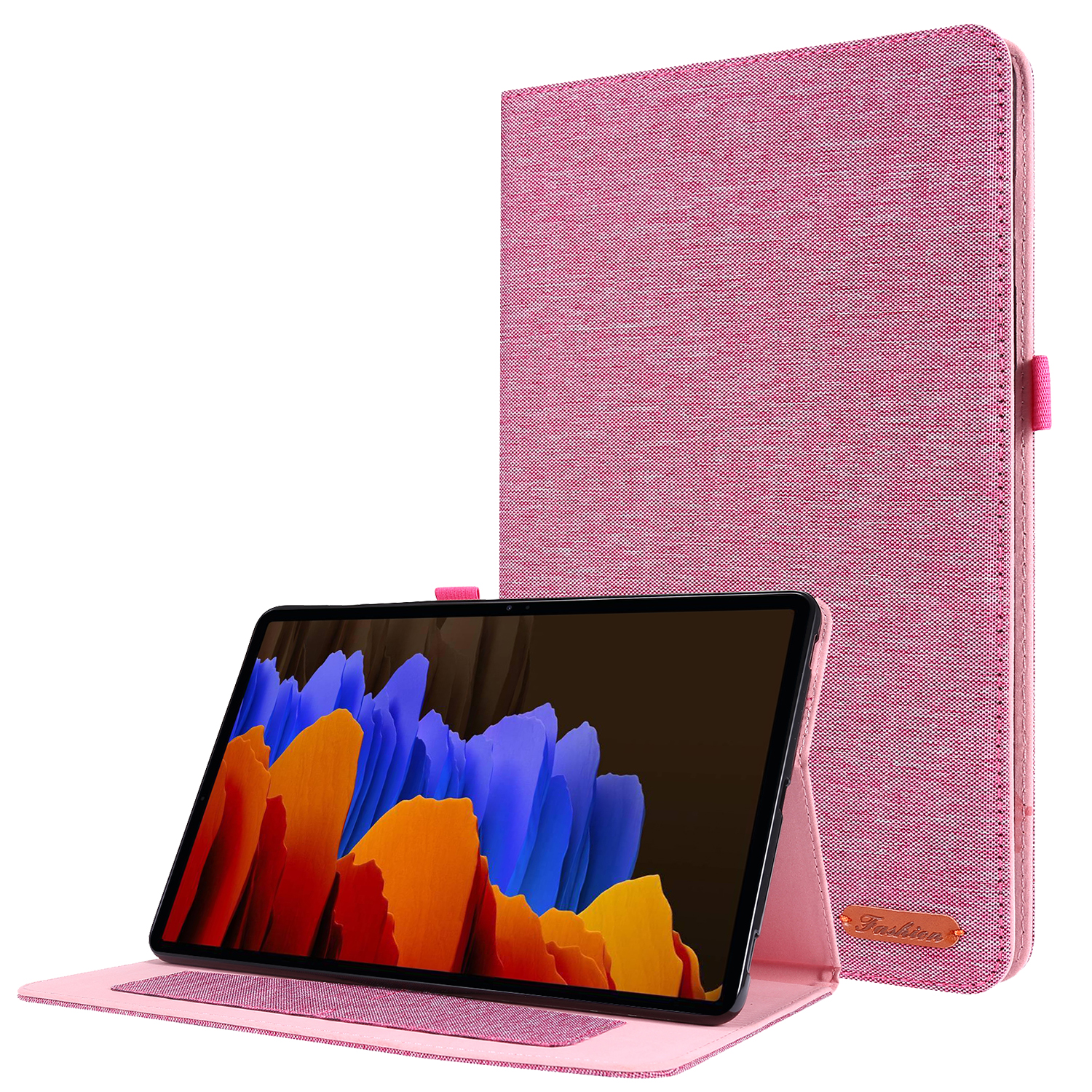 

Für Samsung Galaxy Tab S9 Ultra -hülle -stoff Texturkartenhalter Tablet Stand Cover Cover - Rosa, Galaxy Tab S9 Ultra