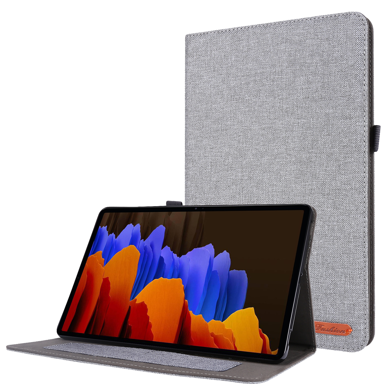

Für Samsung Galaxy Tab S9+ Case Stand Card Halter Leder Tablet Deckung - Grau, Galaxy Tab S9+