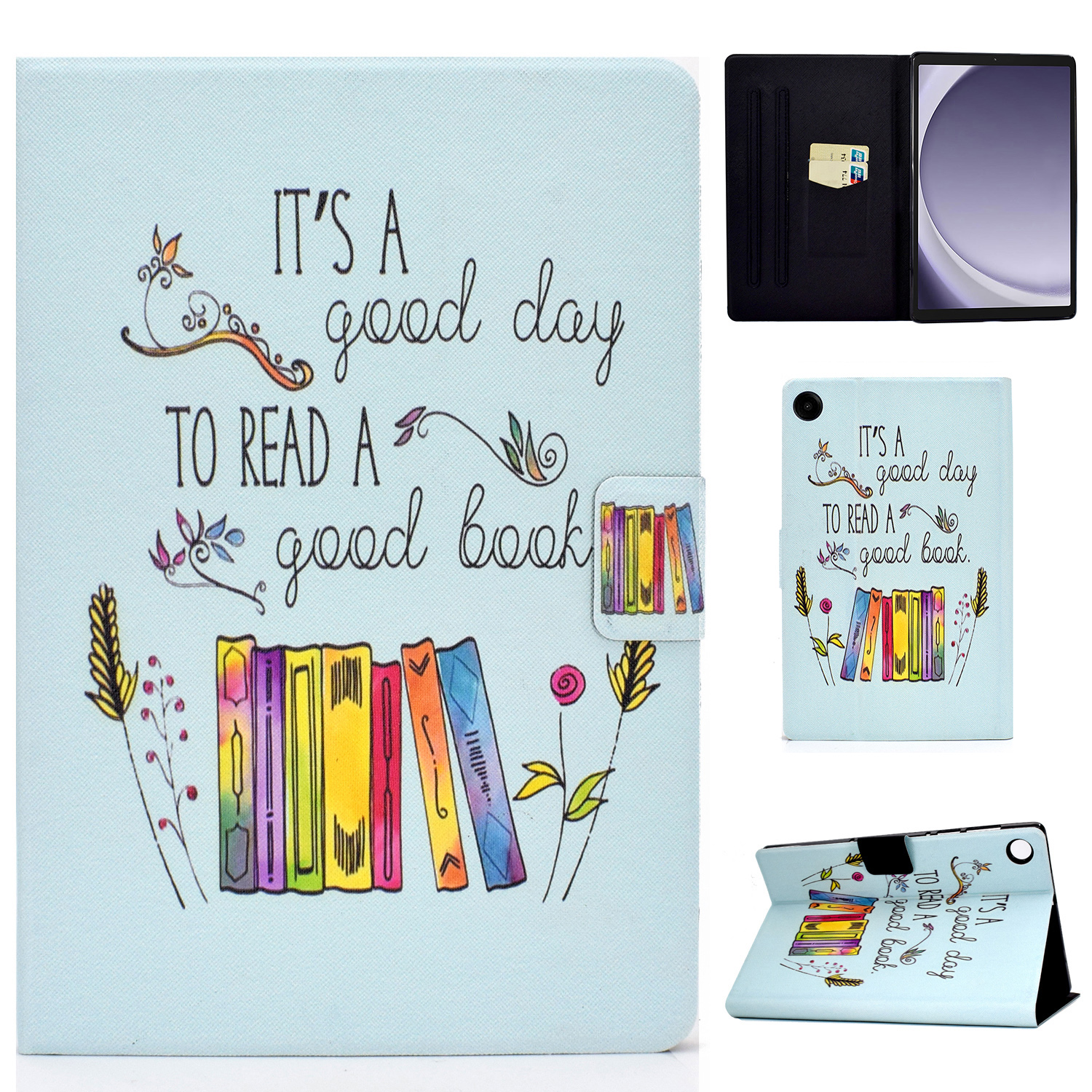 

Für Samsung Galaxy Tab A9 Case Card Slots Stand Tablet Lederabdeckung - Buntes Buch, Galaxy Tab A9