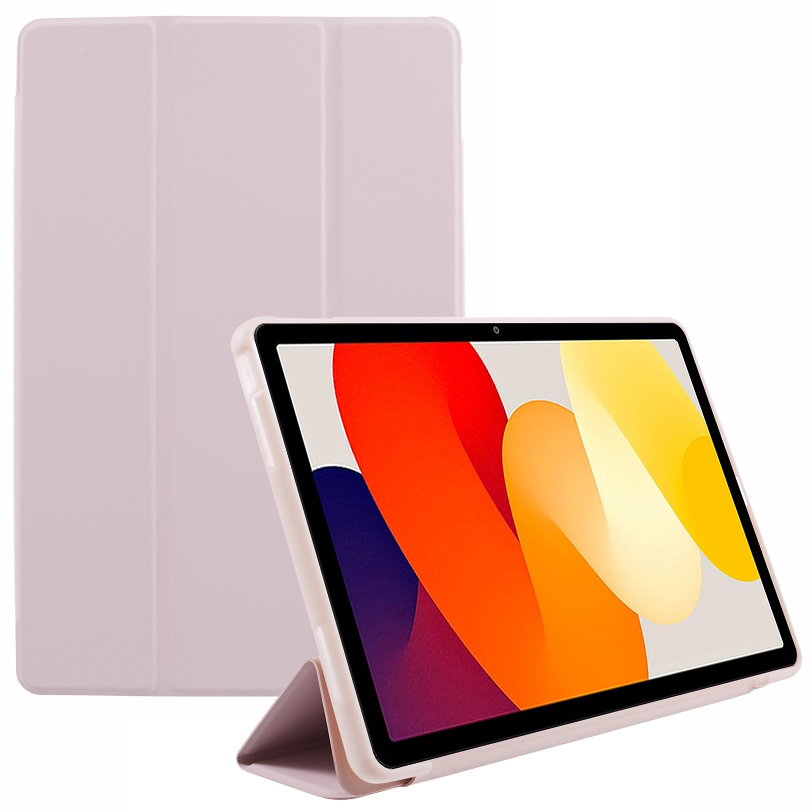 

Für Xiaomi Redmi Pad SE PU Leder Hülle Tri-fold Stand Waben Textur Schutz Tablettenabdeckung - Rosa, Xiaomi Redmi Pad SE