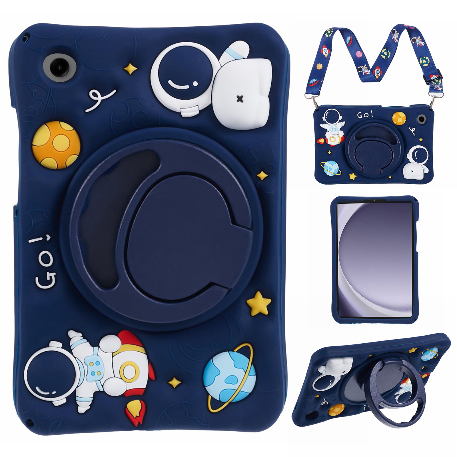 

Für Samsung Galaxy Tab A9 T220 X110 / X117 Case Kickstand Silicon + PC Tablet Cover Mit Lanyard, Galaxy Tab A9