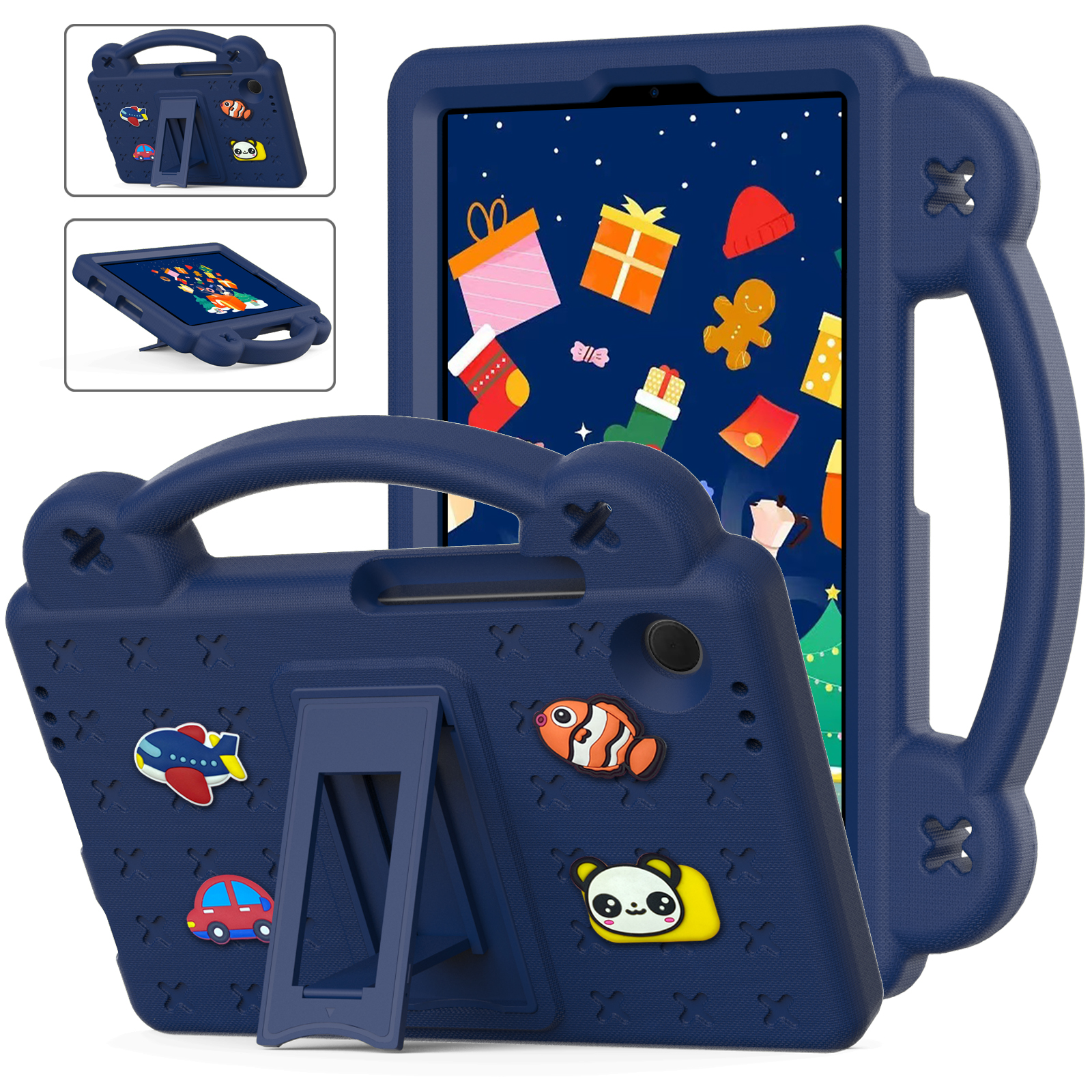 

Für Samsung Galaxy Tab A9 Case EVA Tablet Deckung Anti-drop-kickstand Mit Griffgriff - Navy Blau, Galaxy Tab A9