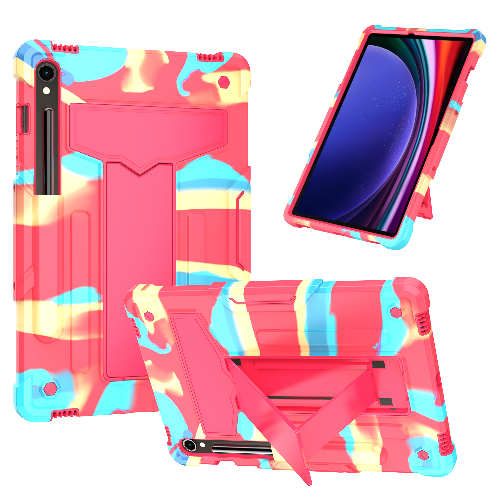 

Für Samsung Galaxy Tab S9 / Tab S9 fe Protective Case T-förmiger Kickstand Pc+silikon-tablet-abdeckung - Camo Rose, Galaxy Tab S9