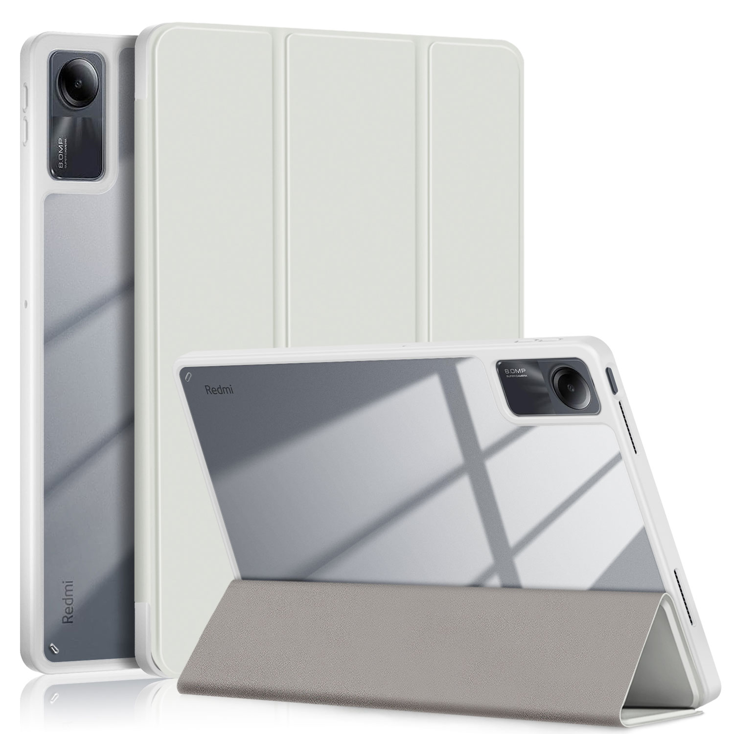 

Für Xiaomi Redmi Pad SE Tri-fold Ständer Smart Case Leder+tpu+acryl-tablet-abdeckung Mit Stiftschlitz - Weiß, Xiaomi Redmi Pad SE