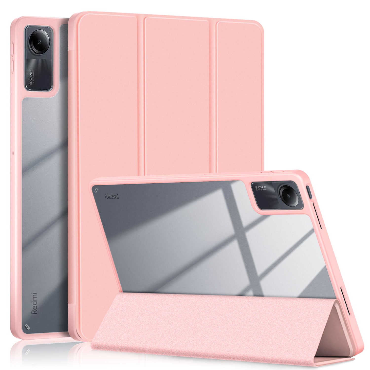 

Für Xiaomi Redmi Pad SE Tri-fold Ständer Smart Case Leder+tpu+acryl-tablet-abdeckung Mit Stiftschlitz - Rosa, Xiaomi Redmi Pad SE