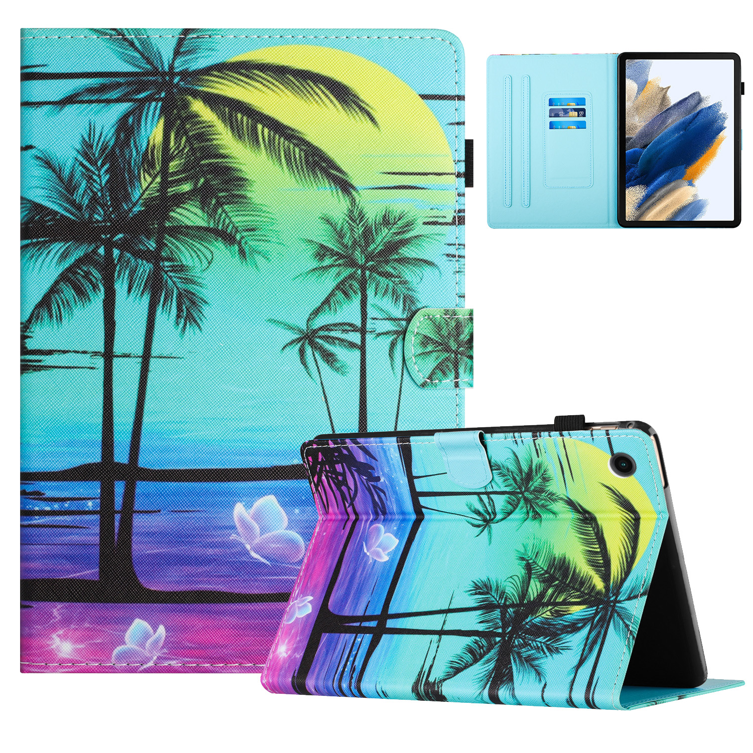 

Für Samsung Galaxy Tab A9+ Fall Muster Druckstich -leder -tablet -abdeckung - Kokusnuss-palme, Galaxy Tab A9+