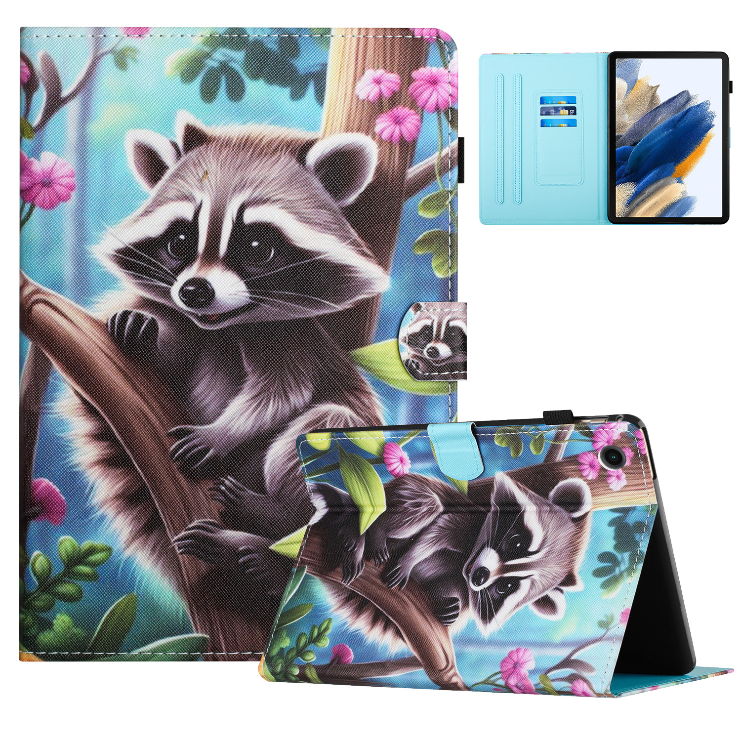 

Für Samsung Galaxy Tab A8 10.5 (2021) X205 X200 /(2022) Hülle PU Leather Kartenhalter Tablet Tablet Deckung - Waschbär, Galaxy Tab A8 10.5 (2021)