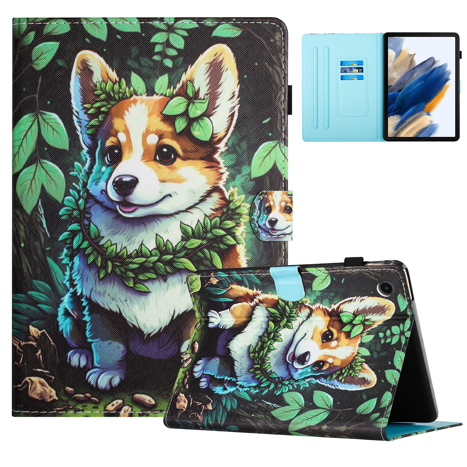 

Für Lenovo Tab M10 Plus (3rd -gen) Case Card Slots Tablet Lederabdeckung Mit Klappständer - Corgi, Lenovo Tab M10 Plus (3rd Gen)