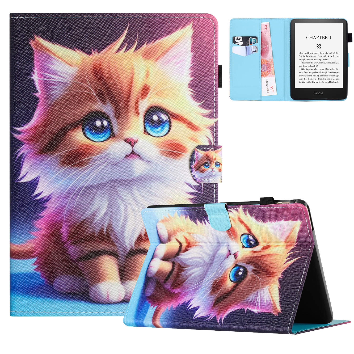 

Für Amazon Kindle 11. Gen (2022) Fall Muster Druckleder Leder Brieftasche E-reader-abdeckung - Gelbe Katze, Amazon Kindle 11th Gen (2022)