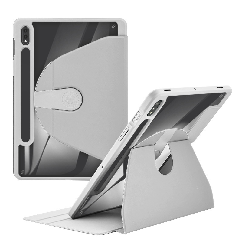 

Für Samsung Galaxy Tab S9+ / Tab S9 Fe+case PC+TPU+PU Leder -tablet -abdeckung - Silber Grau, Galaxy Tab S9+