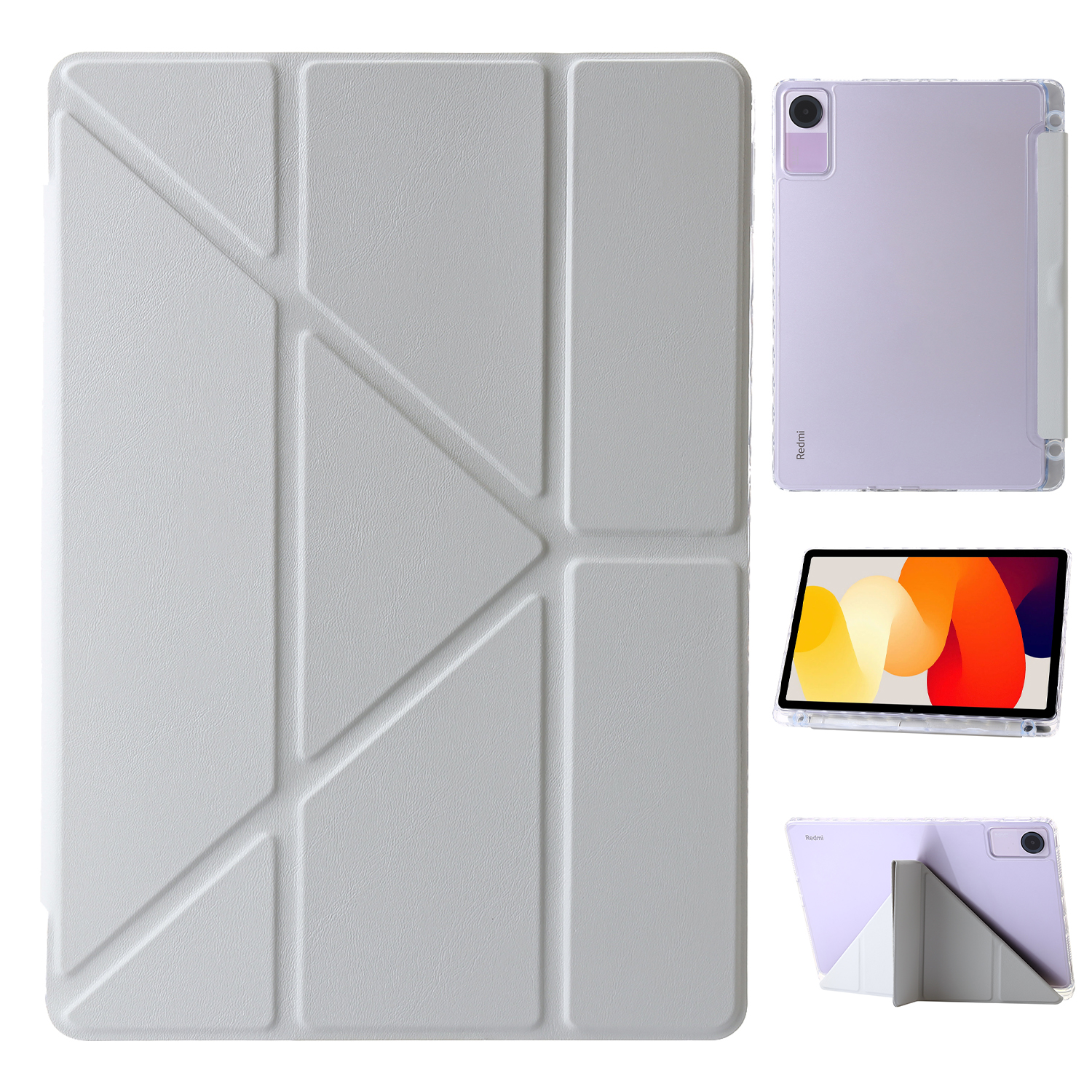 

Für Xiaomi Redmi Pad SE Case Pu+acryl+tpu Stand Tablet Cover Auto Wake / Schlafschockdosenkoffer - Grau, Xiaomi Redmi Pad SE