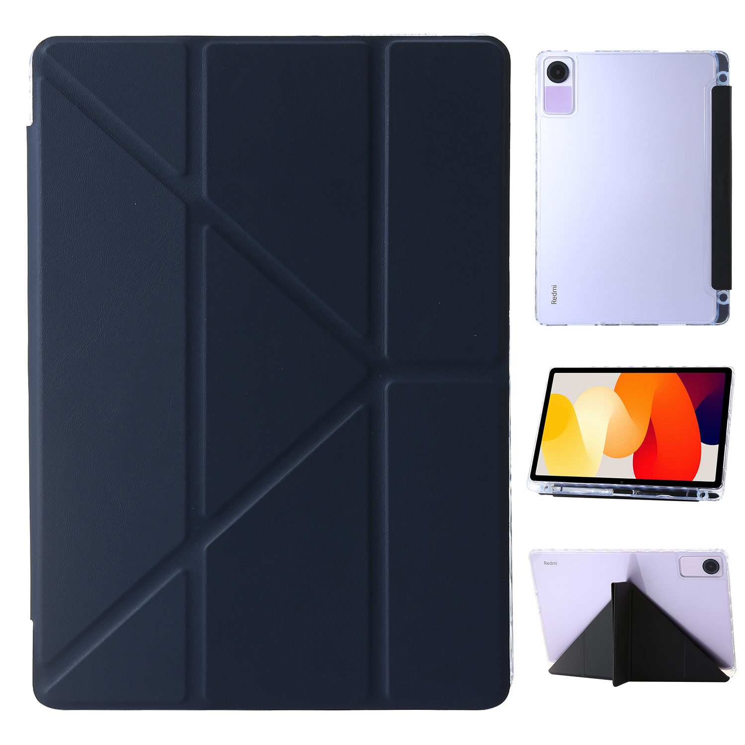 

Für Xiaomi Redmi Pad SE Case Pu+acryl+tpu Stand Tablet Cover Auto Wake / Schlafschockdosenkoffer - Dunkelblau, Xiaomi Redmi Pad SE