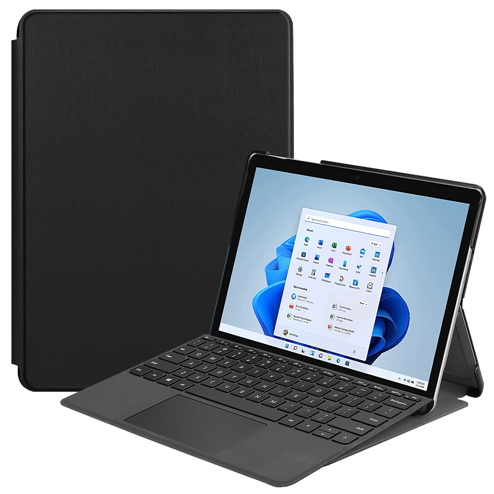 

For Microsoft Surface Go 4 Case Foldable PU Leather Stand Full Protection Cover - Black, Microsoft Surface Go 4