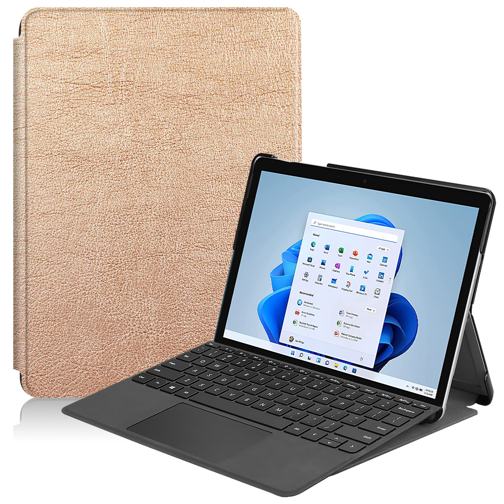 

For Microsoft Surface Go 4 Case Foldable PU Leather Stand Full Protection Cover - Rose Gold, Microsoft Surface Go 4