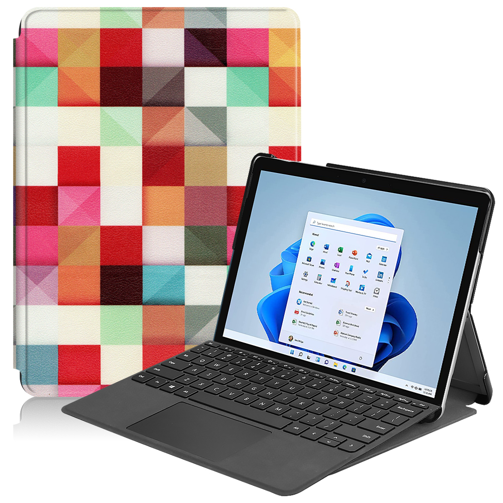

Für Microsoft Surface go 4 Koffer PU Leder Flip Ständer Muster Druckschutzschutzschutzabdeckung - Buntes Dreiecksnetz, Microsoft Surface Go 4