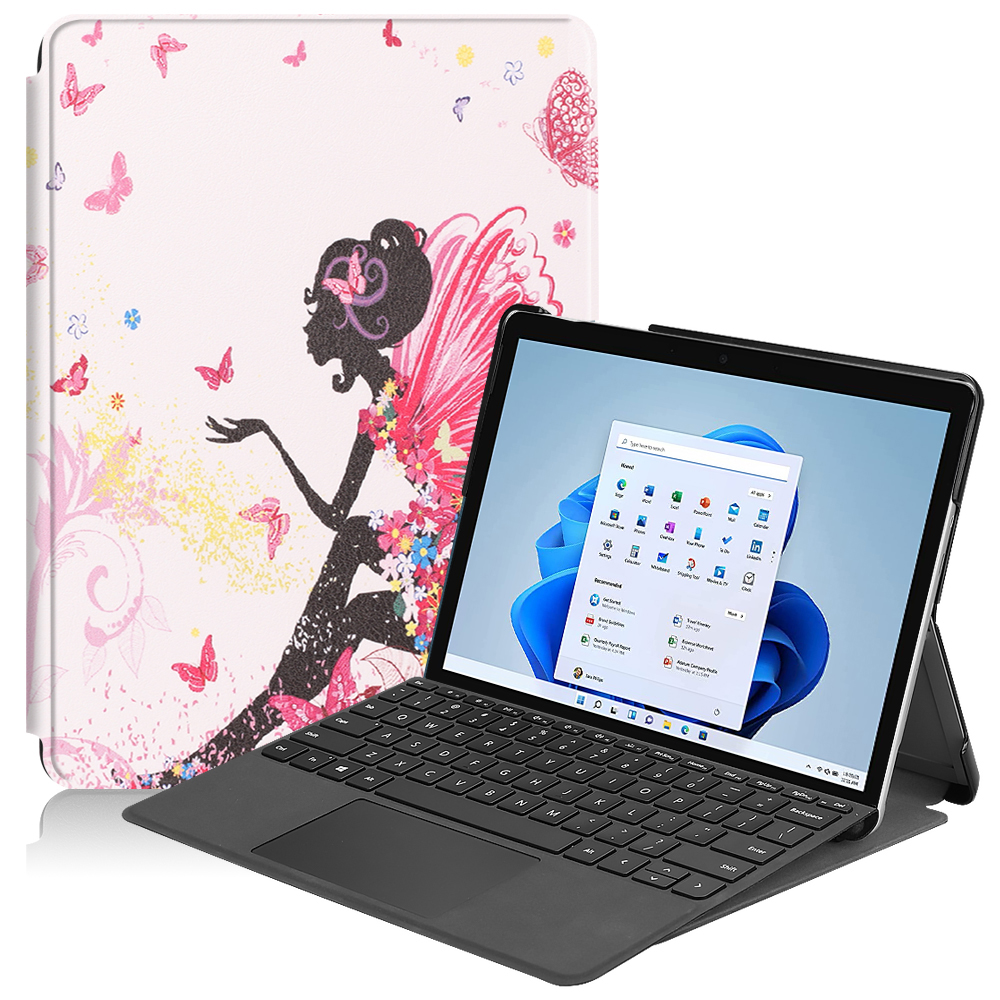 

Für Microsoft Surface go 4 Koffer PU Leder Flip Ständer Muster Druckschutzschutzschutzabdeckung - Elf Mädchen, Microsoft Surface Go 4