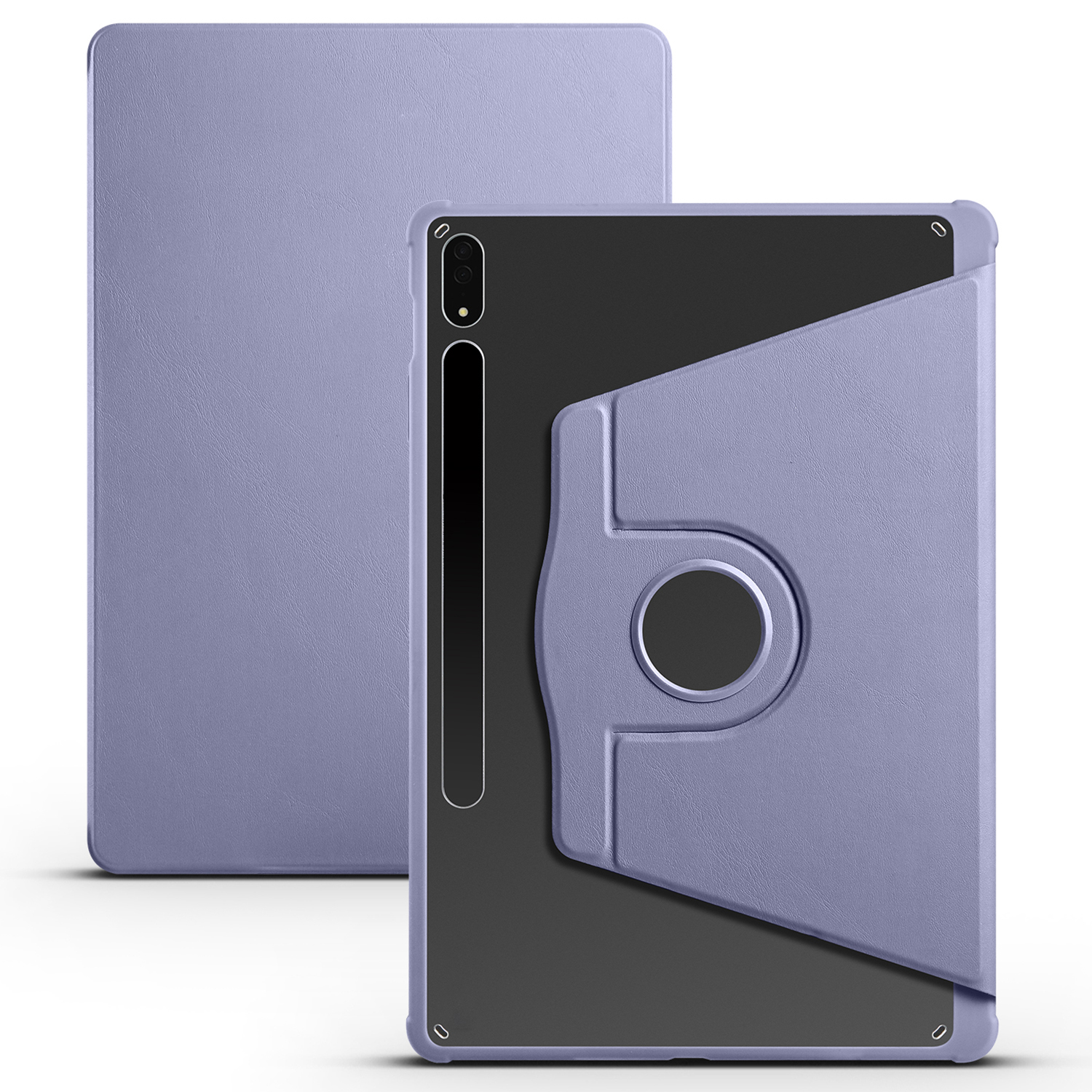 For Samsung Galaxy Tab S8+ PU Leather+Acrylic Tablet Cover Rotary Kickstand Case - Purple