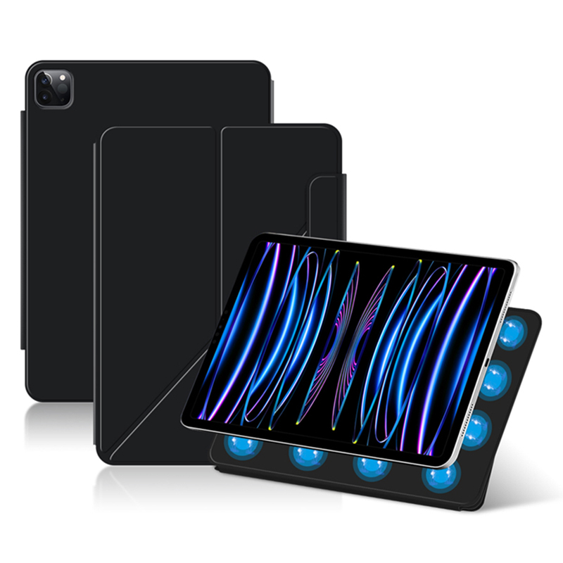 For iPad Pro 11 (2025) / 11 (2024) Case Magnetic PU Leather+PC Anti-Scratch Stand Tablet Cover - Black