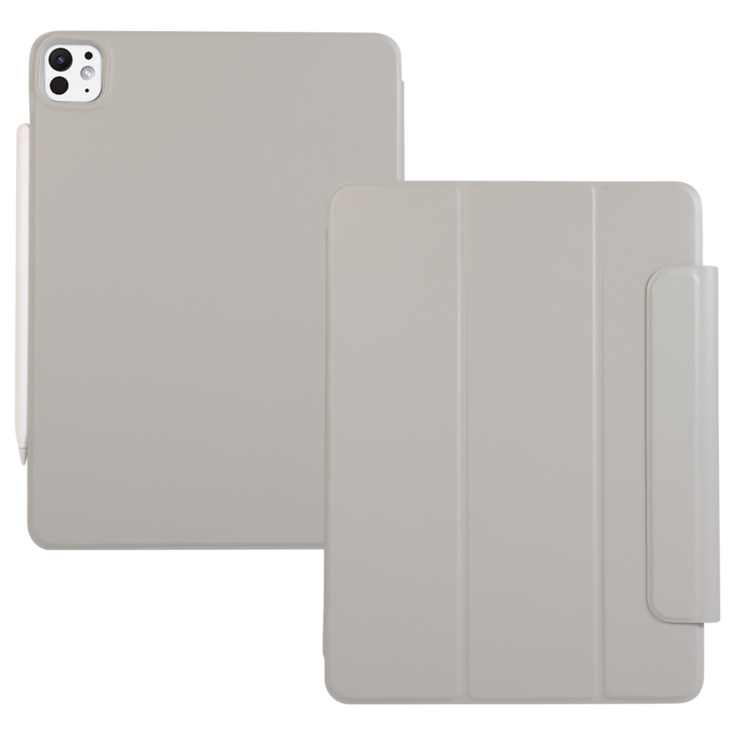 For iPad Pro 11 (2025) / 11 (2024) Case PU Leather Auto Sleep / Wake Cover Magnetic Attachment - Grey