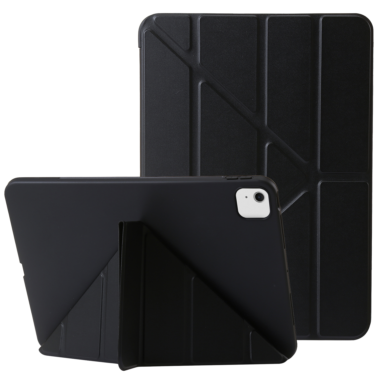 For iPad Air 13 (2026) / (2025) / (2024) Case Origami Stand PU Leather+Silicone Tablet Cover with Auto Sleep / Wake - Black