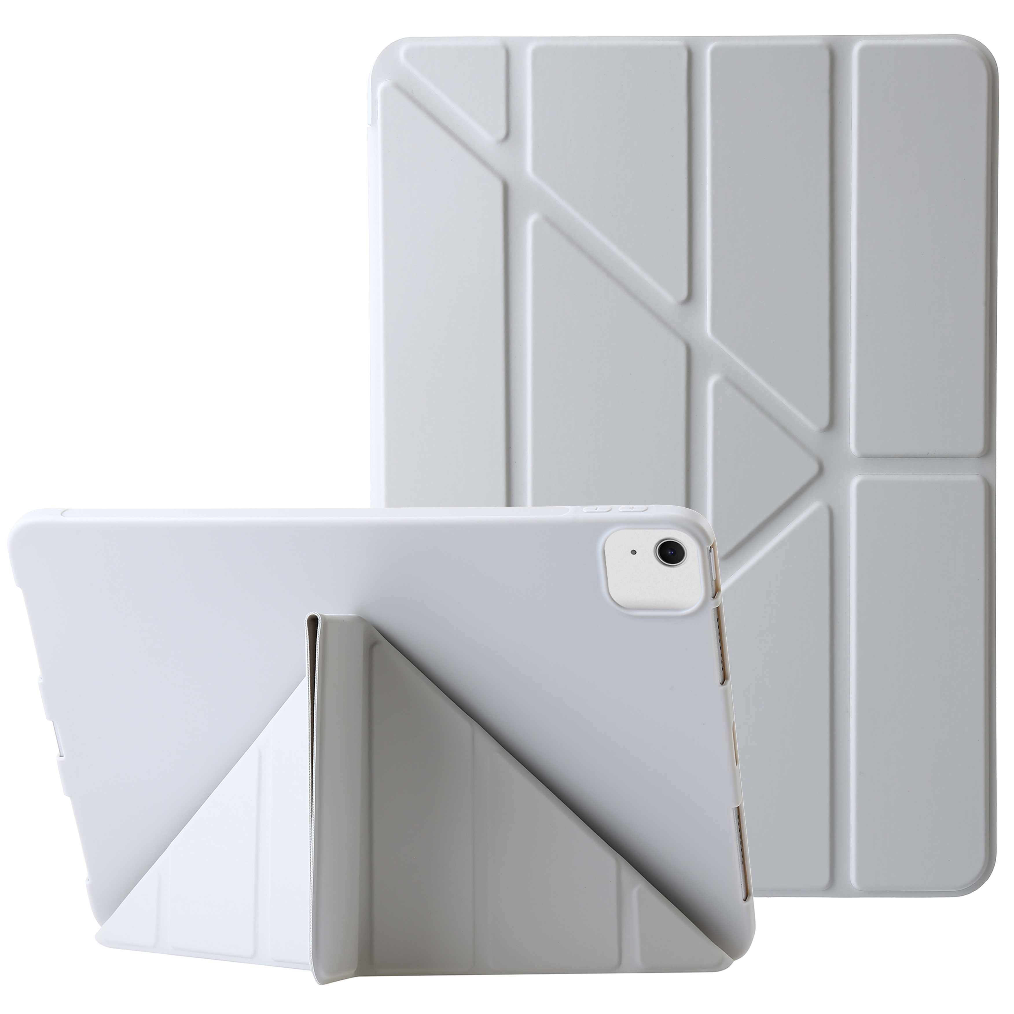 For iPad Air 13 (2026) / (2025) / (2024) Case Origami Stand PU Leather+Silicone Tablet Cover with Auto Sleep / Wake - Grey