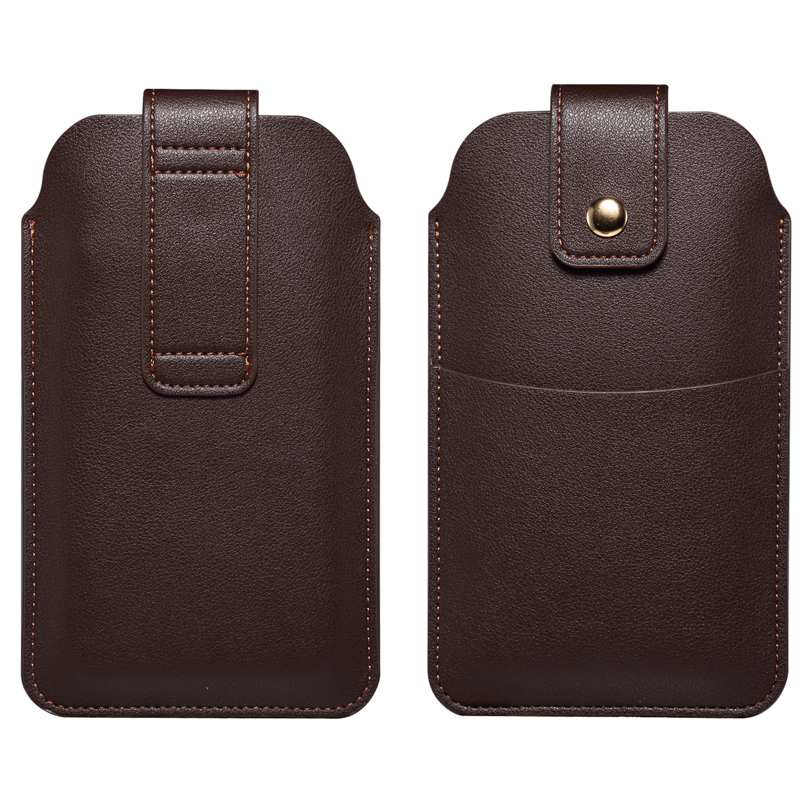 6.7-6.9 Inch Universal Phone Storage Pouch Microfiber Leather Waist Bag for iPhone 17 Pro Max / 16 Pro Max / Samsung Galaxy S26 Ultra / S25 Ultra, Size L - Coffee
