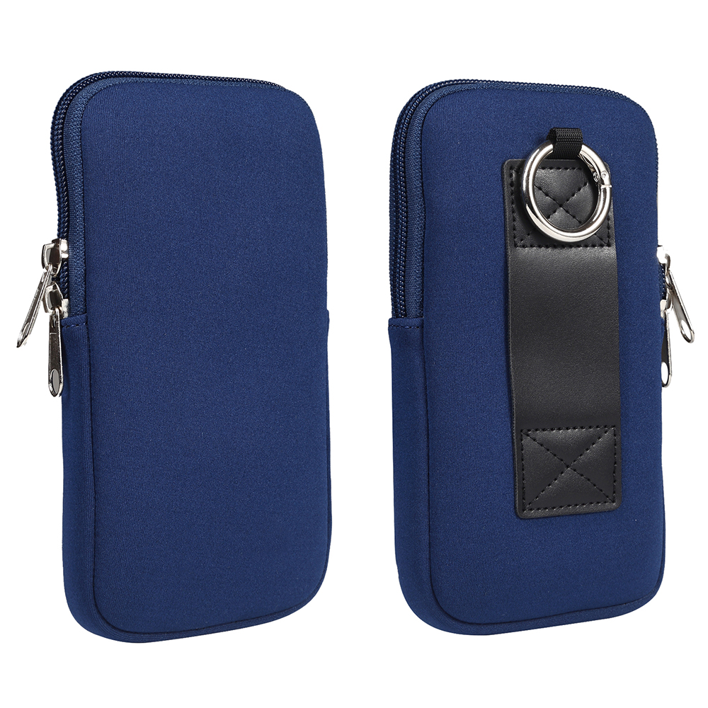 6.7-6.9inch Phone Storage Pouch Waist Belt Backpack Hanging Nylon Phone Bag for iPhone 17 Pro Max / 16 Pro Max / Galaxy S26 Ultra - Sapphire
