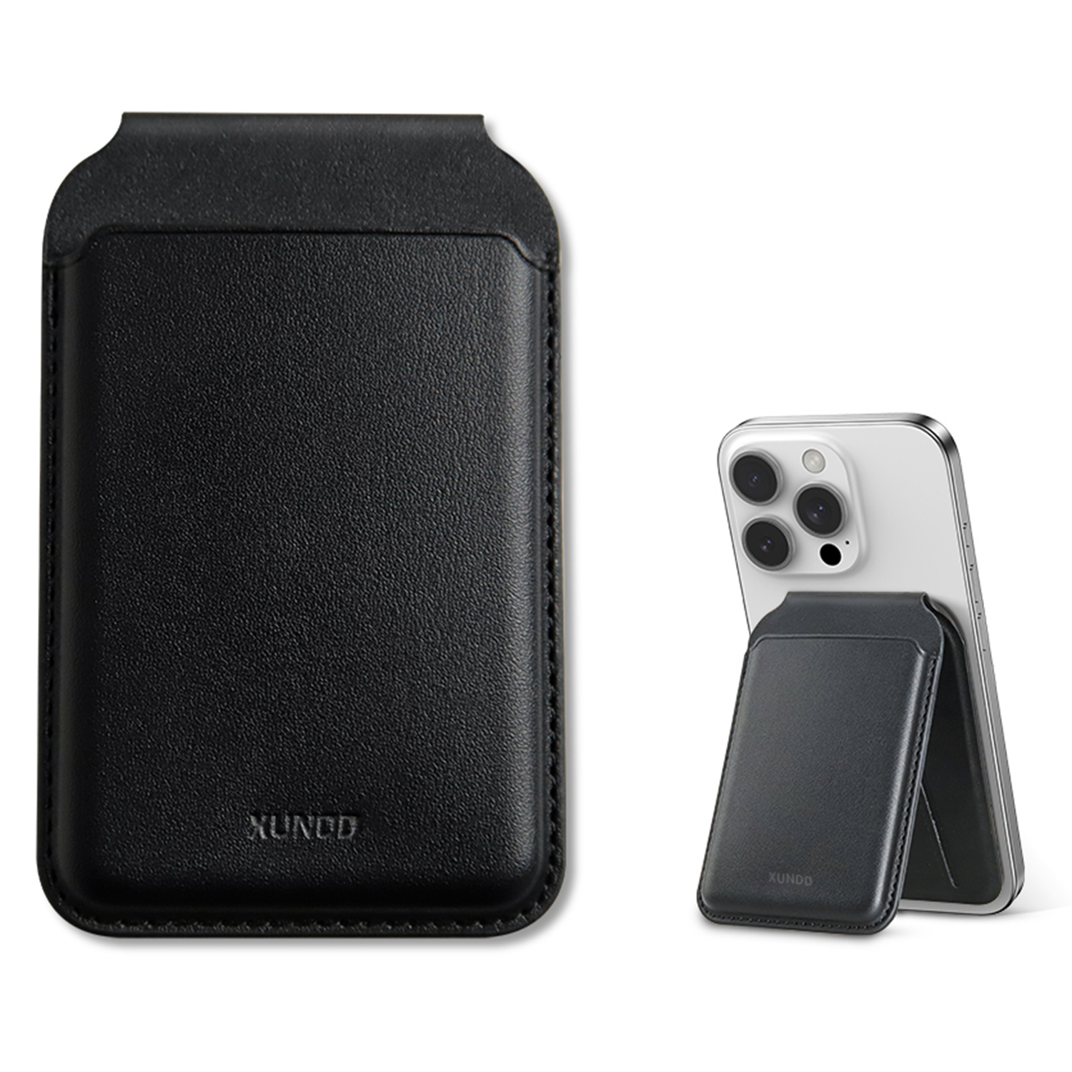 XUNDD XDD-0006 Magnetic Card Holder Genuine Leather Multi-Angle Stand Card Holder
