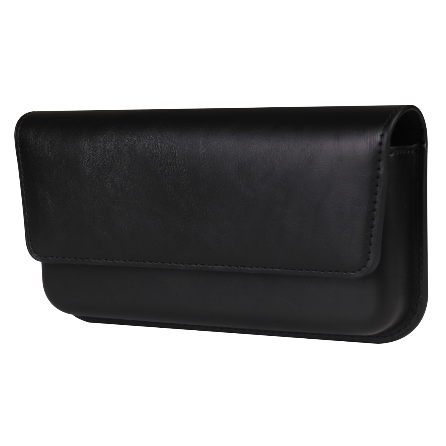 Horizontal Double Magnetic Phone Waist Bag for Universal 6.1-6.3 Inch PU Leather Belt Pouch - Black