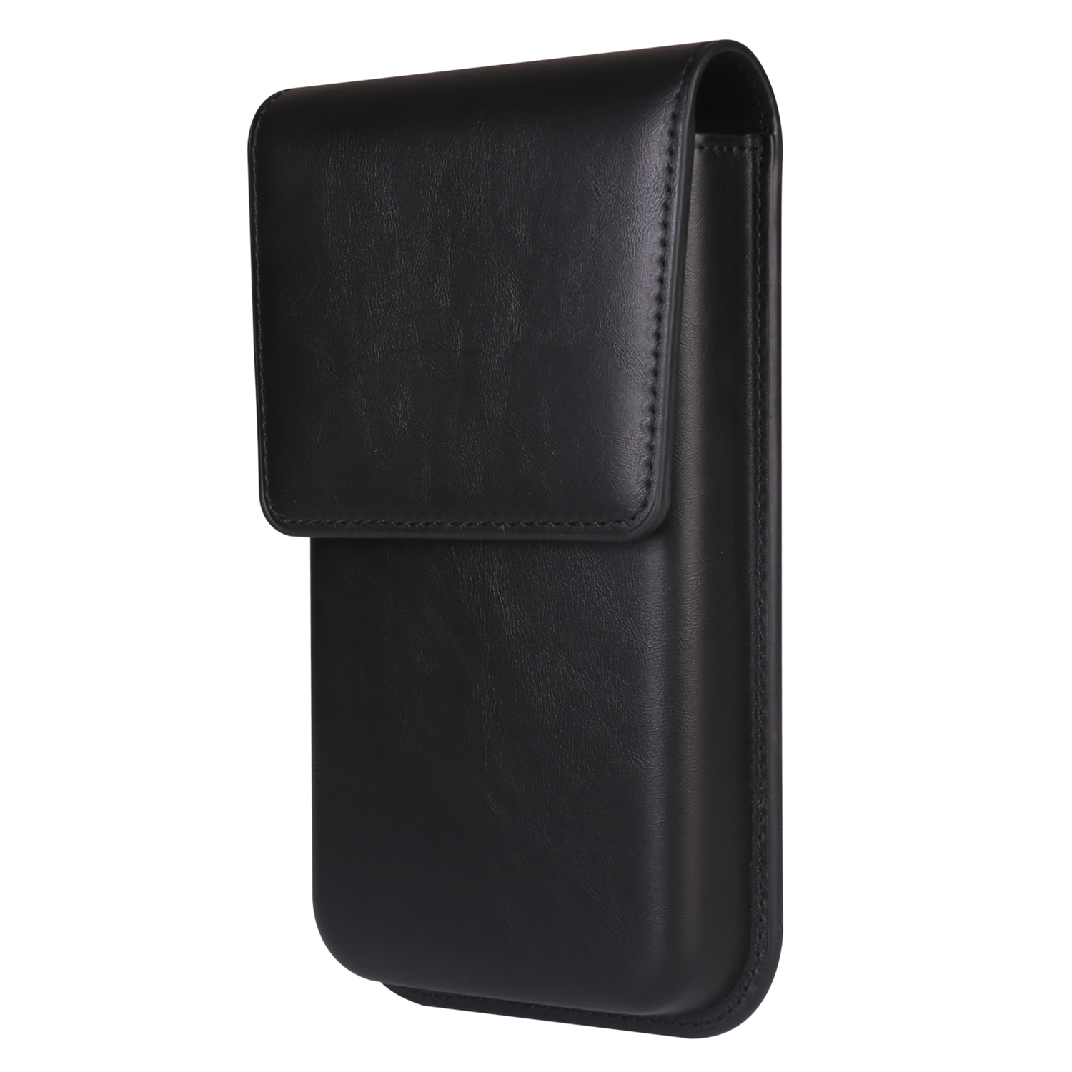 Universal Vertical Waist Pouch For Smartphones 6.7-6.9 Inch PU Leather Magnetic Closure Large Flap Design Phone Bag - Black