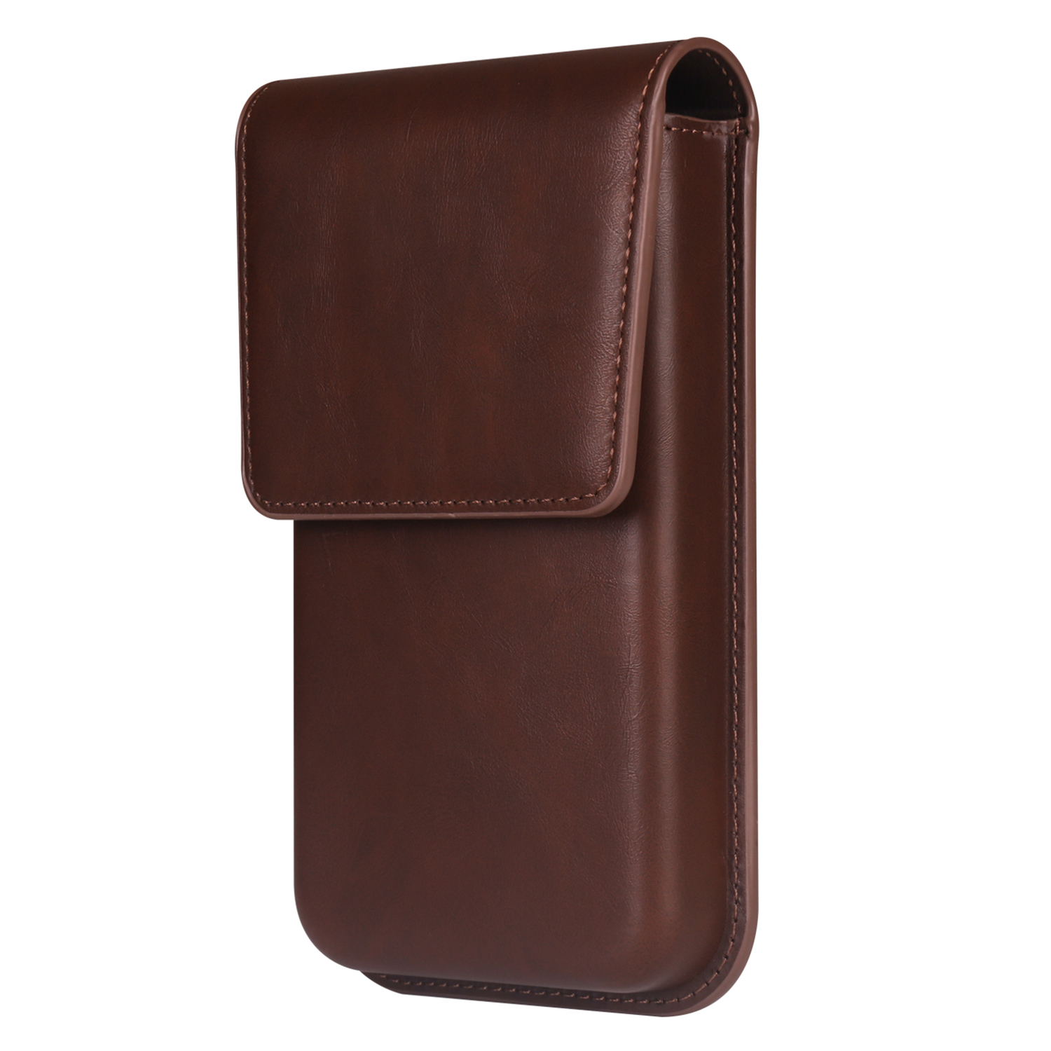 Universal Vertical Waist Pouch For Smartphones 6.7-6.9 Inch PU Leather Magnetic Closure Large Flap Design Phone Bag - Coffee