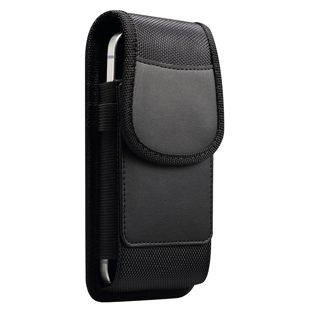 6.5 inch Phone Case Holster for Samsung Galaxy S25+ / S24+ / iPhone 8 Plus / Honor 50 , Magnetic Oxford Fabric Belt Clip Waist Bag with Card Slot
