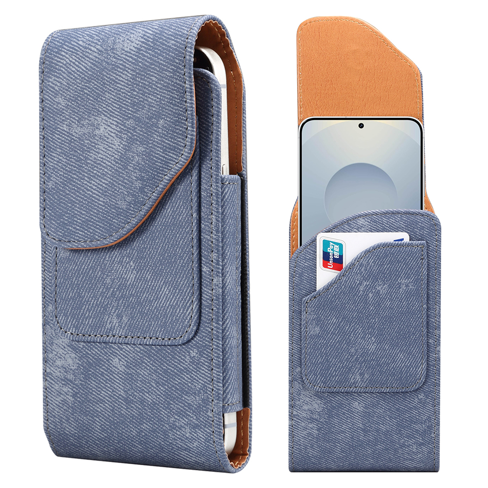 6.5 inch Phone Case Holster for Samsung Galaxy S26+ / S25+ / S24+ / iPhone Air / 11 Pro Max / Huawei Mate 40 PU Leather Belt Clip Waist Bag - Blue