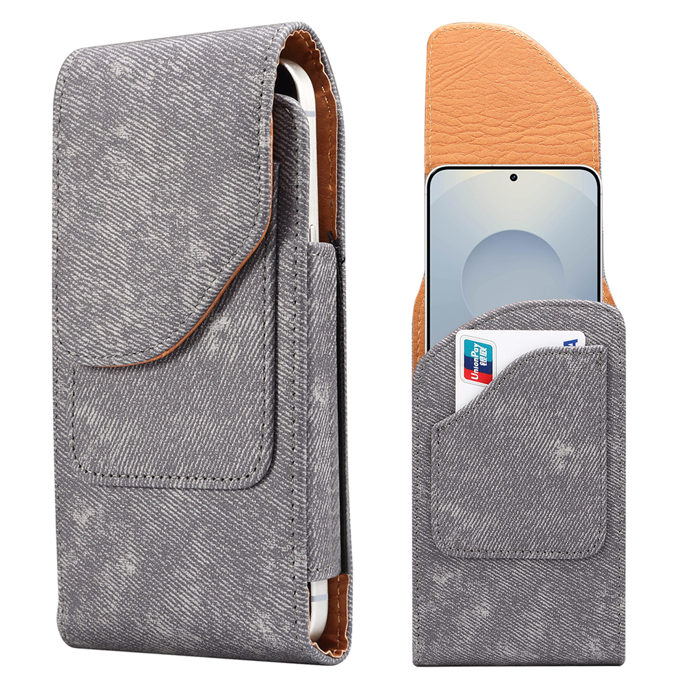 6.5 inch Phone Case Holster for Samsung Galaxy S26+ / S25+ / S24+ / iPhone Air / 11 Pro Max / Huawei Mate 40 PU Leather Belt Clip Waist Bag - Grey