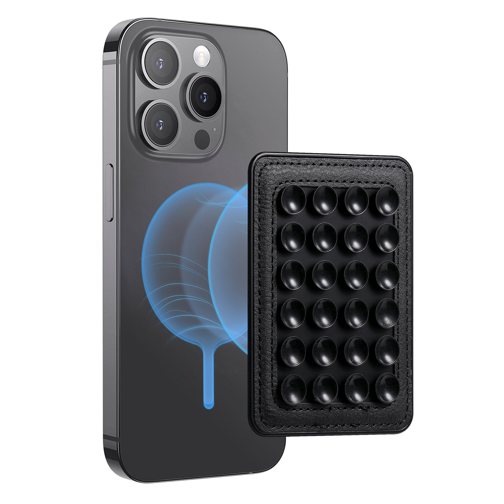 MC-W18 Magnetic Phone Back Stand Silicone Suction Cup Phone Mount - Black