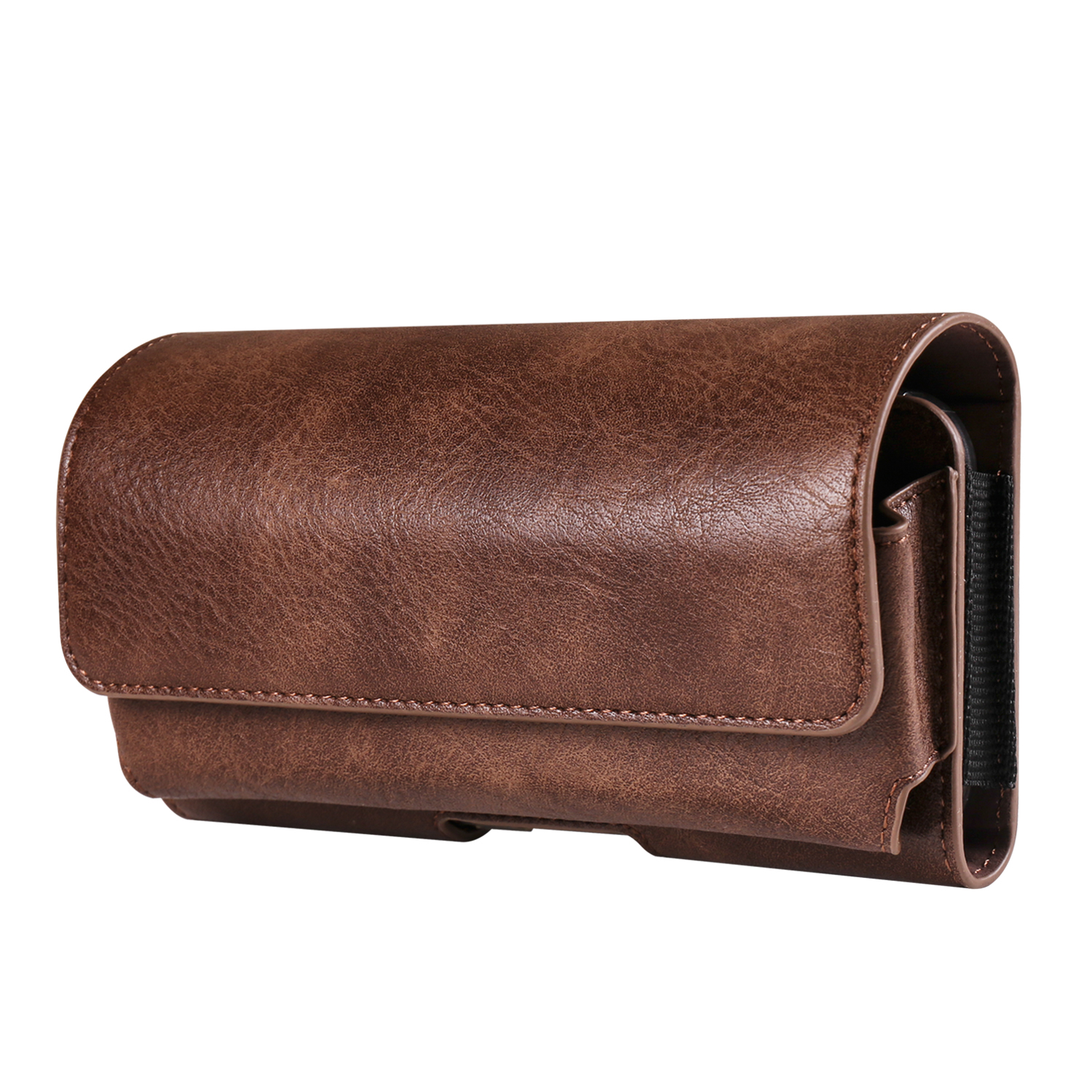 For 6.1 - 6.3 inch Phone Belt Holder Case Universal Waist Pack with Eyeglass Holder Elastic Band - Coffee