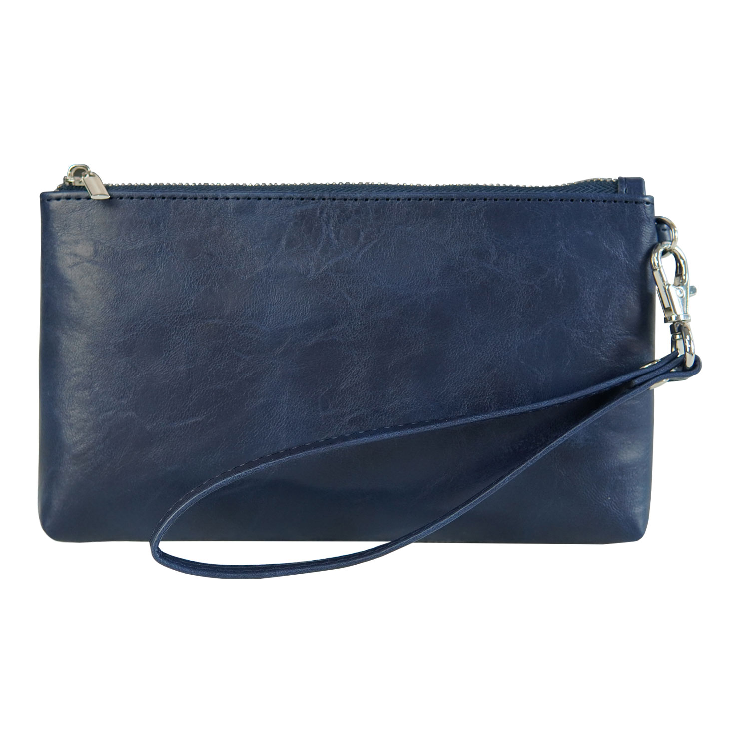 PU Leather Carrying Bag Zipper Sleeve Bag for Under Phones  Handheld Wallet Pouch Coin Purse - Dark Blue