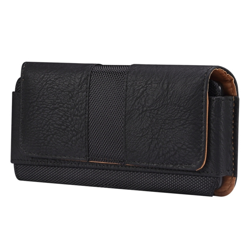 

Horizontales Spleißen-telefongürtelbeutel Für 6,7-6,9 "handys Anti-Drop PU+Oxford Stoff Taille Telefonbeutel - Schwarz, Universal