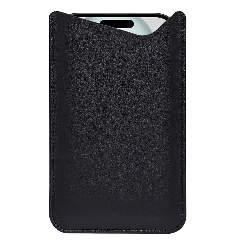 Portable Phone Bag for 6.7-6.9" Cell Phone Case Microfiber Leather Slim Phone Pouch, Size L - Black