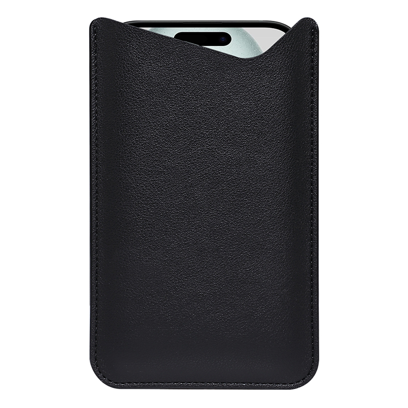 Microfiber Leather Case for 6.2-6.5" Cellphone Pouch Portable Slim Phone Bag, Size M - Black