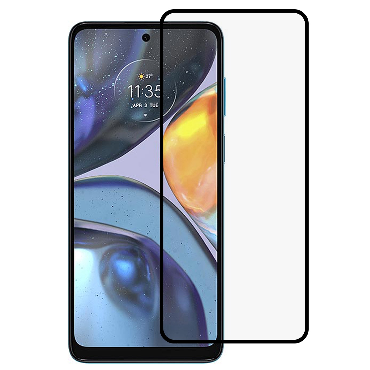 

For Motorola Moto G22 Anti-explosion Full Glue Silk Printing Tempered Glass Full Covering Cell Phone Screen Protector, Motorola Moto G22