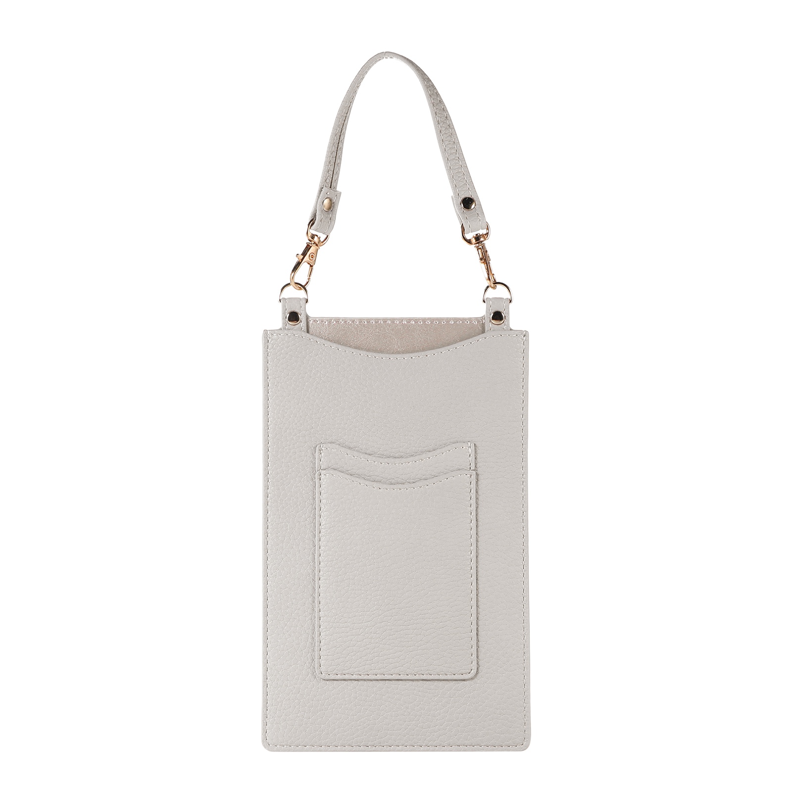 

Litchi Textur Dual Card Slots Mobiltelefontasche Mit Handlichem Riemen Universeller Handybeutel - Weiß, Universal