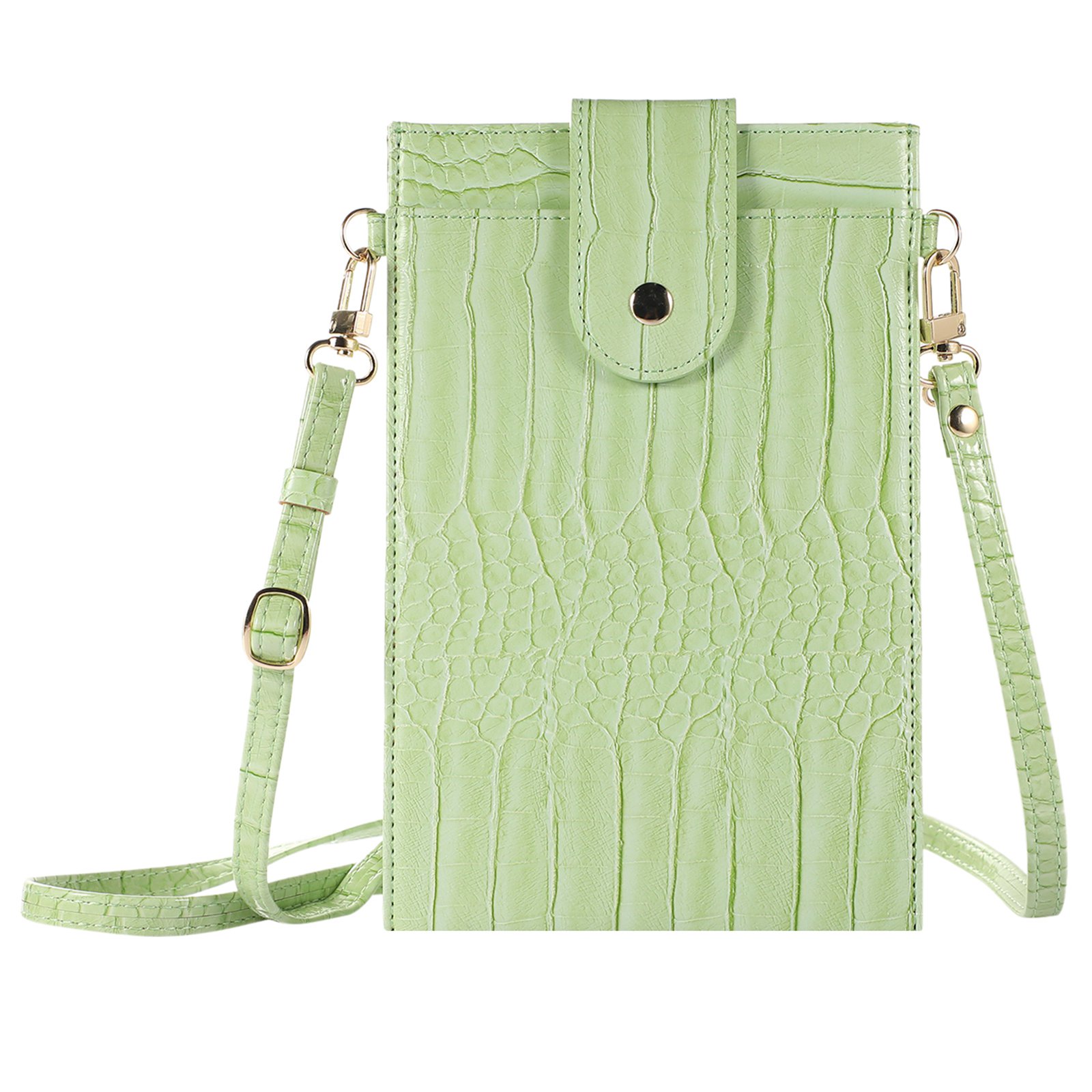 

Crossbody Phone Bag Dual Layer Textured pu Leder Taste Handy Geldbeutel Mit Verstellbarem Schultergurt - Grün, Universal