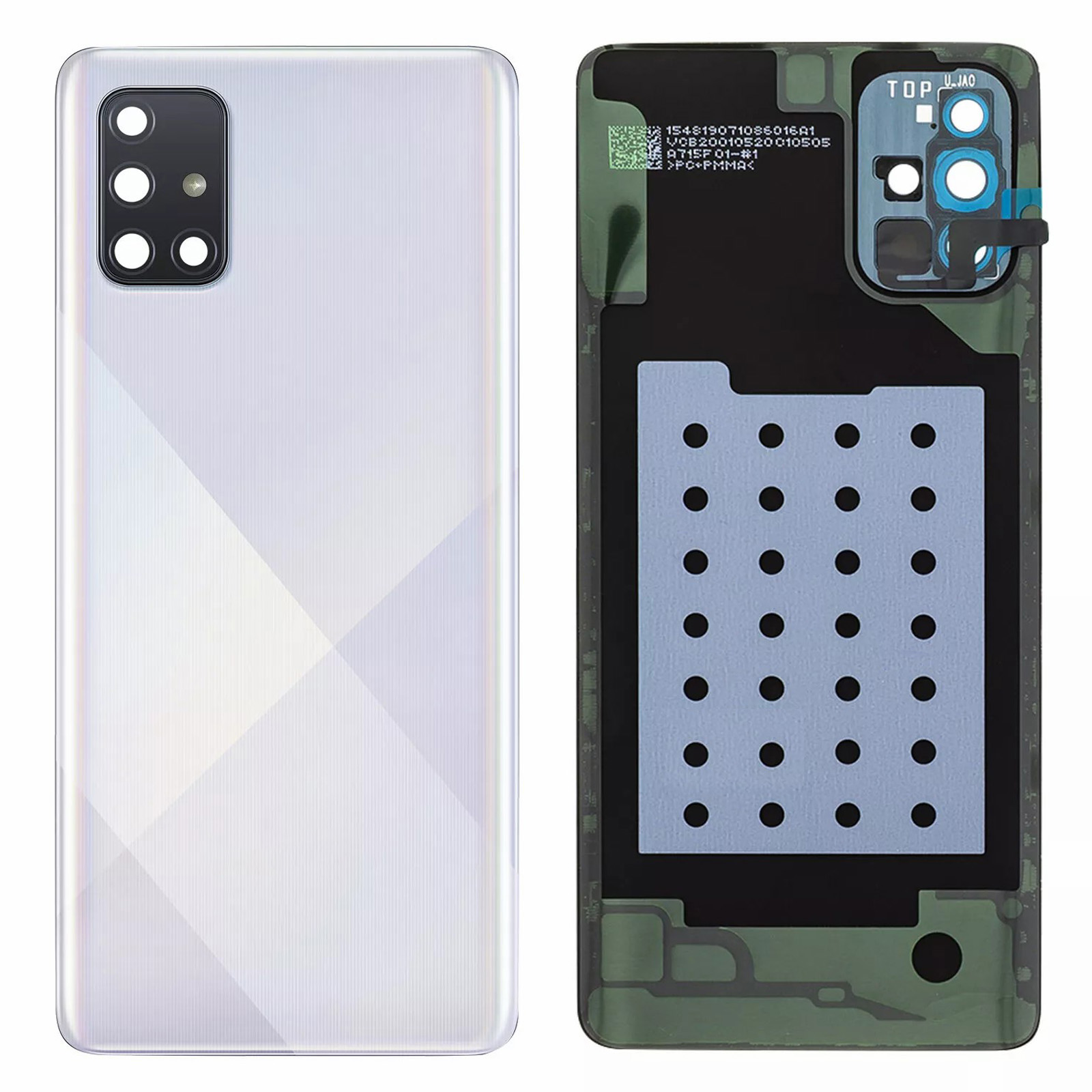 For Samsung Galaxy A71 4G SM-A715 Battery Housing with Adhesive Sticker + Camera Lens Cover (Without Logo) - White