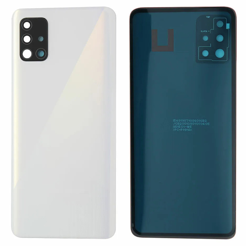 For Samsung Galaxy A51 4G SM-A515 Battery Housing with Adhesive Sticker + Camera Lens Cover (Without Logo) - White